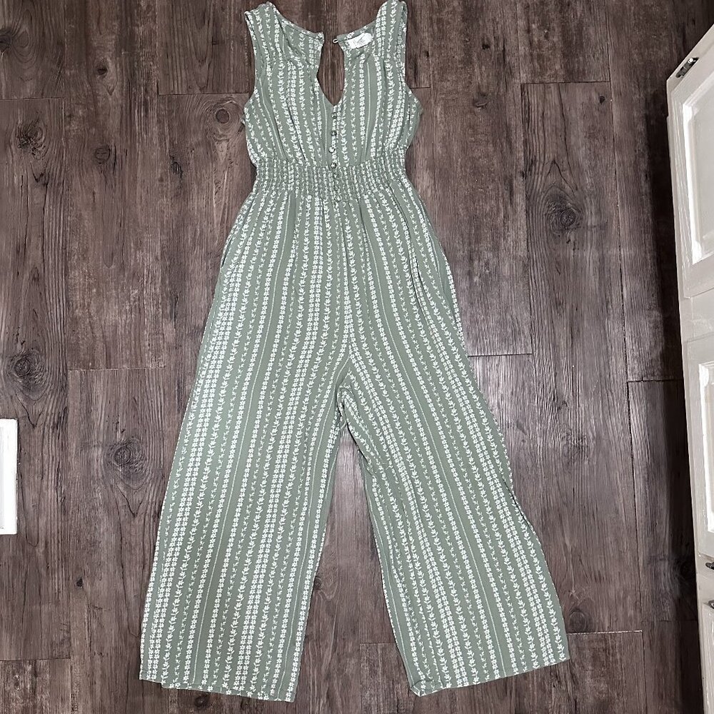 TJ Maxx Mint Green Floral Jumpsuit Size Small